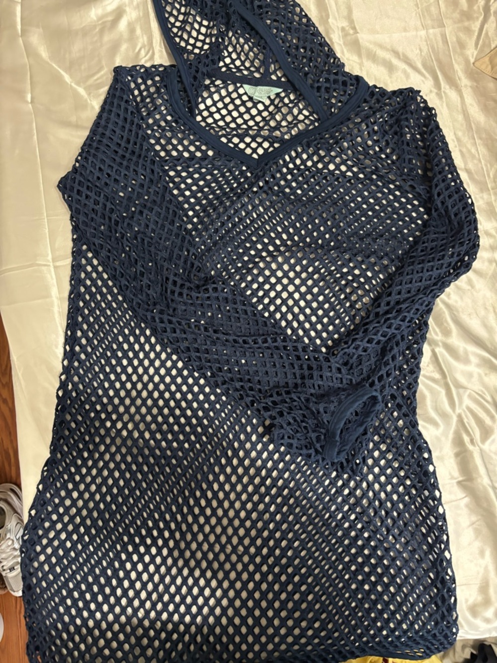 Women’s Navy Mesh Swim Cover-Up Hoodie